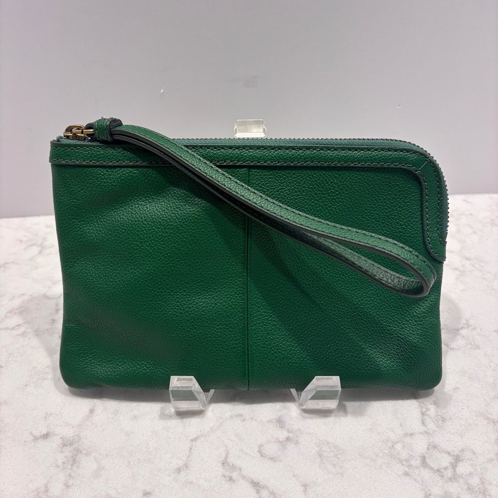 Fossil Sofia Large Wristlet Medium Green Pebbled Leather Pouch SWL2833310 KH NWT